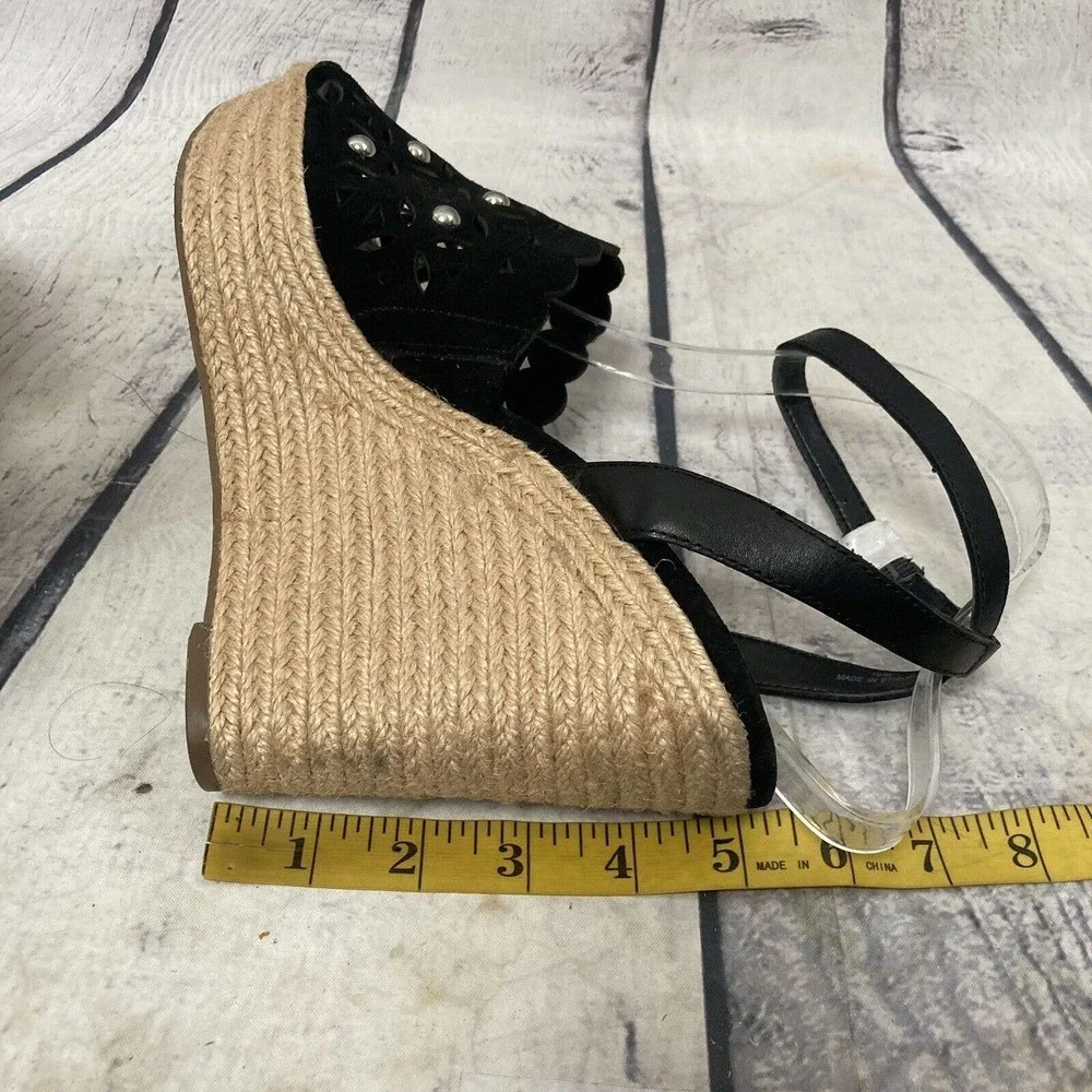 Marc Fisher Shoes Womens‎ Size 10 Black Hata Wedge Sandals Espadrille Studded